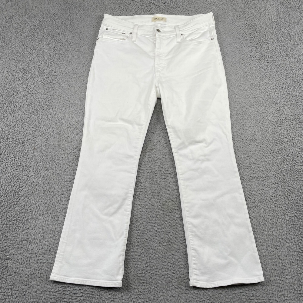 Madewell Jeans Womens 31 White Mid-Rise Kick Out Jeans Flare Stretch Denim